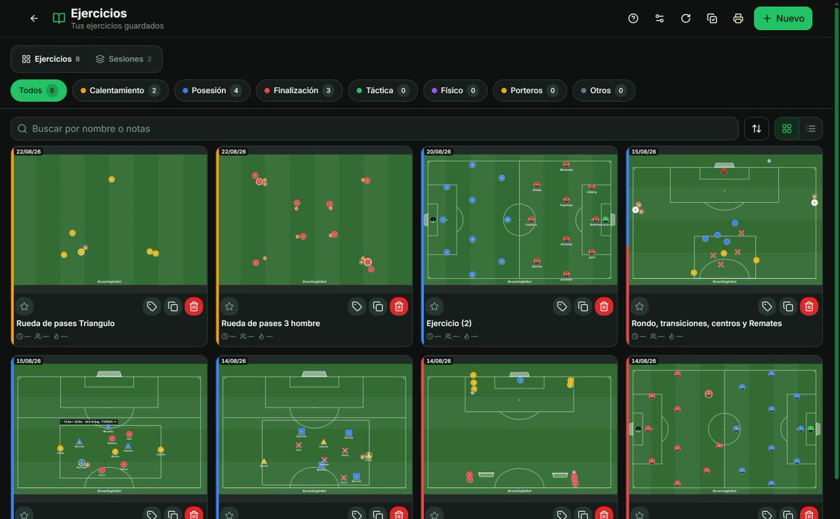 Biblioteca de ejercicios de futbol