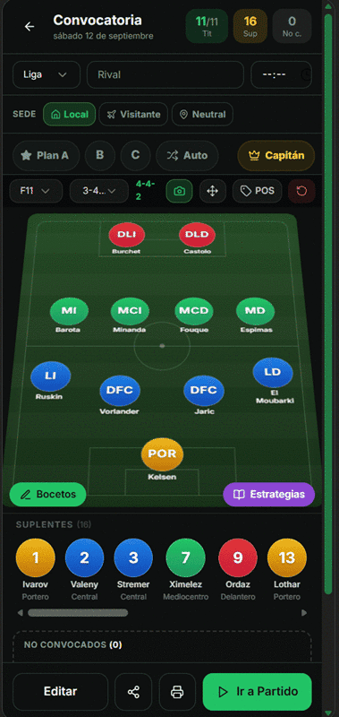 Programa de convocatoria de jugadores